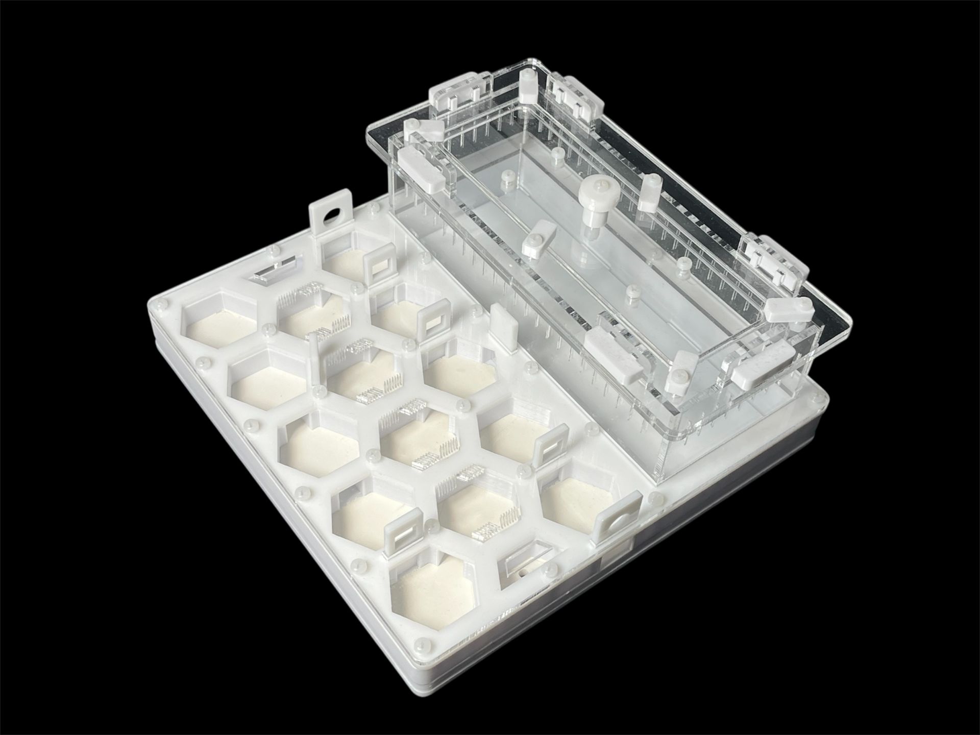 Профессиональный формикарий Соты 20х20см: гипс 6мм, высота 15мм, для влаголюбивых видов муравьев